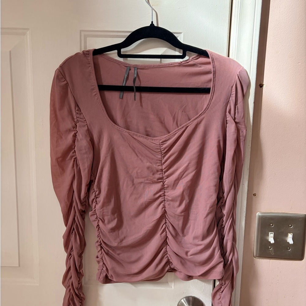 Elegant Ruched Mauve Blouse